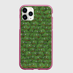 Чехол iPhone 11 Pro матовый Грустные лягушки, цвет: 3D-малиновый