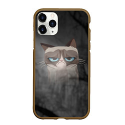 Чехол iPhone 11 Pro матовый Grumpy Cat, цвет: 3D-коричневый