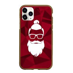 Чехол iPhone 11 Pro матовый Санта хипстер, цвет: 3D-коричневый