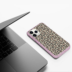 Чехол iPhone 11 Pro матовый Шкура леопарда, цвет: 3D-розовый — фото 2