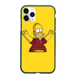 Чехол iPhone 11 Pro матовый Гомер-болельщик, цвет: 3D-темно-зеленый