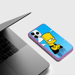Чехол iPhone 11 Pro матовый Задумчивый Барт, цвет: 3D-фиолетовый — фото 2