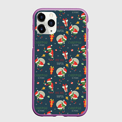 Чехол iPhone 11 Pro матовый Гринч, цвет: 3D-фиолетовый