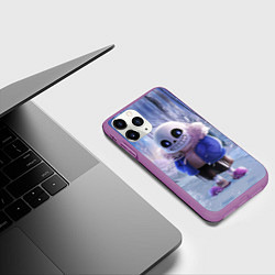 Чехол iPhone 11 Pro матовый Winter forest & Sans, цвет: 3D-фиолетовый — фото 2