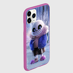 Чехол iPhone 11 Pro матовый Winter forest & Sans, цвет: 3D-фиолетовый — фото 2