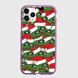 Чехол iPhone 11 Pro матовый Sad frog new year, цвет: 3D-фиолетовый