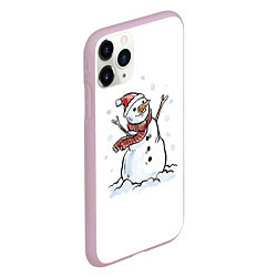 Чехол iPhone 11 Pro матовый Снеговик, цвет: 3D-розовый — фото 2