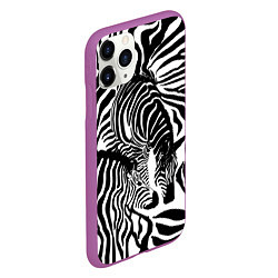 Чехол iPhone 11 Pro матовый Полосатая зебра, цвет: 3D-фиолетовый — фото 2