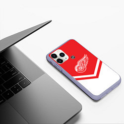 Чехол iPhone 11 Pro матовый NHL: Detroit Red Wings, цвет: 3D-светло-сиреневый — фото 2