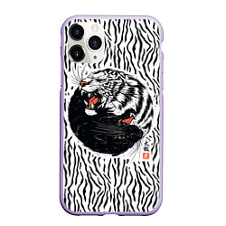 Чехол iPhone 11 Pro матовый Yin Yang Tigers, цвет: 3D-светло-сиреневый