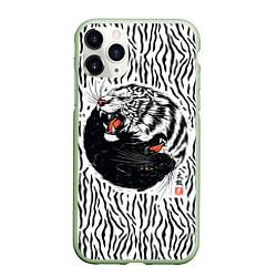 Чехол iPhone 11 Pro матовый Yin Yang Tigers, цвет: 3D-салатовый