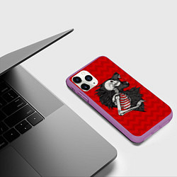 Чехол iPhone 11 Pro матовый Wolf Rage, цвет: 3D-фиолетовый — фото 2