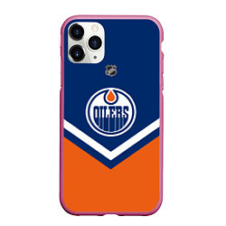 Чехол iPhone 11 Pro матовый NHL: Edmonton Oilers, цвет: 3D-малиновый