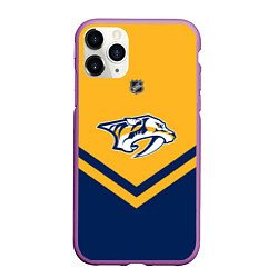 Чехол iPhone 11 Pro матовый NHL: Nashville Predators, цвет: 3D-фиолетовый