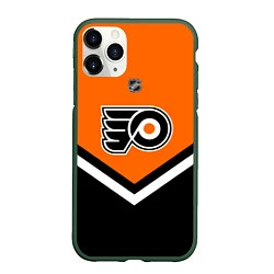 Чехол iPhone 11 Pro матовый NHL: Philadelphia Flyers, цвет: 3D-темно-зеленый
