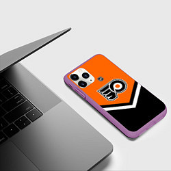 Чехол iPhone 11 Pro матовый NHL: Philadelphia Flyers, цвет: 3D-фиолетовый — фото 2