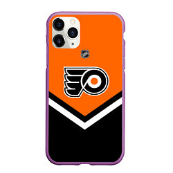 Чехол iPhone 11 Pro матовый NHL: Philadelphia Flyers, цвет: 3D-фиолетовый