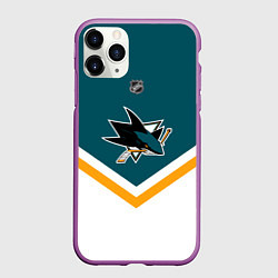 Чехол iPhone 11 Pro матовый NHL: San Jose Sharks, цвет: 3D-фиолетовый