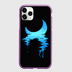 Чехол iPhone 11 Pro матовый Отражение Луны, цвет: 3D-фиолетовый
