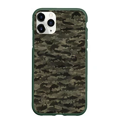 Чехол iPhone 11 Pro матовый Камуфляж рыбака, цвет: 3D-темно-зеленый