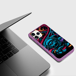 Чехол iPhone 11 Pro матовый Космический осьминог, цвет: 3D-фиолетовый — фото 2