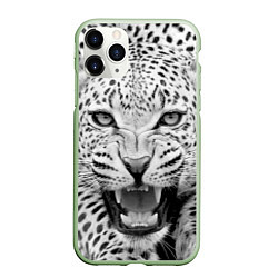 Чехол iPhone 11 Pro матовый Белый леопард, цвет: 3D-салатовый