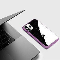 Чехол iPhone 11 Pro матовый Ночной скалолаз, цвет: 3D-фиолетовый — фото 2