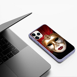 Чехол iPhone 11 Pro матовый Венецианская маска, цвет: 3D-светло-сиреневый — фото 2