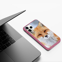 Чехол iPhone 11 Pro матовый Хитрая лиса, цвет: 3D-малиновый — фото 2