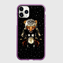 Чехол iPhone 11 Pro матовый Лис байкер, цвет: 3D-фиолетовый