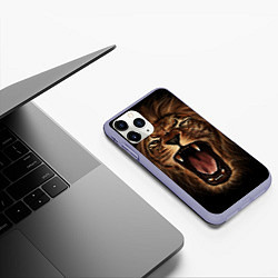 Чехол iPhone 11 Pro матовый Львиный рык, цвет: 3D-светло-сиреневый — фото 2