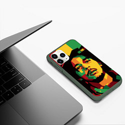 Чехол iPhone 11 Pro матовый Боб Марли, цвет: 3D-темно-зеленый — фото 2