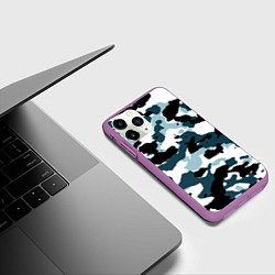 Чехол iPhone 11 Pro матовый Камуфляж зимний: пятна, цвет: 3D-фиолетовый — фото 2