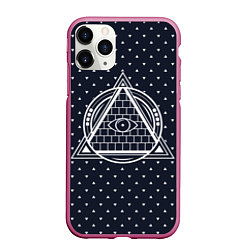 Чехол iPhone 11 Pro матовый Illuminati, цвет: 3D-малиновый