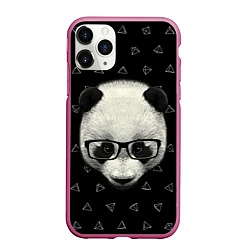 Чехол iPhone 11 Pro матовый Умная панда, цвет: 3D-малиновый