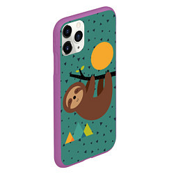 Чехол iPhone 11 Pro матовый Довольный ленивец, цвет: 3D-фиолетовый — фото 2