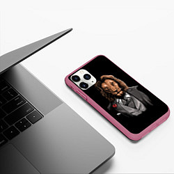 Чехол iPhone 11 Pro матовый Мистер Лев, цвет: 3D-малиновый — фото 2