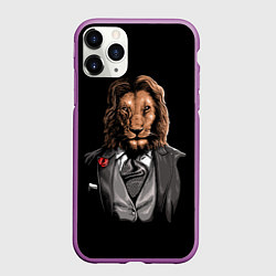 Чехол iPhone 11 Pro матовый Мистер Лев, цвет: 3D-фиолетовый