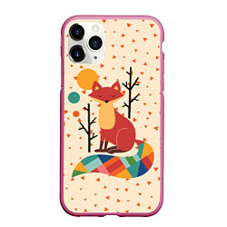 Чехол iPhone 11 Pro матовый Осенняя лисичка, цвет: 3D-малиновый