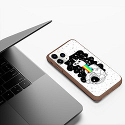 Чехол iPhone 11 Pro матовый Единорог астронавт, цвет: 3D-коричневый — фото 2