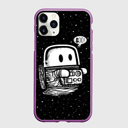 Чехол iPhone 11 Pro матовый Космонавт привидение, цвет: 3D-фиолетовый