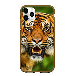 Чехол iPhone 11 Pro матовый Тигр, цвет: 3D-коричневый