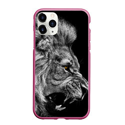 Чехол iPhone 11 Pro матовый Оскал льва, цвет: 3D-малиновый