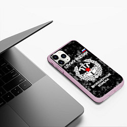 Чехол iPhone 11 Pro матовый Служу России: инженерные войска, цвет: 3D-розовый — фото 2
