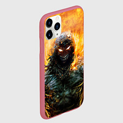 Чехол iPhone 11 Pro матовый Disturbed: Monster Flame, цвет: 3D-малиновый — фото 2