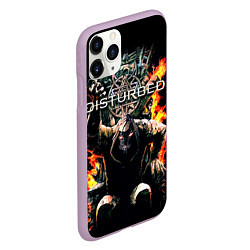 Чехол iPhone 11 Pro матовый Disturbed: Flame Throne, цвет: 3D-сиреневый — фото 2