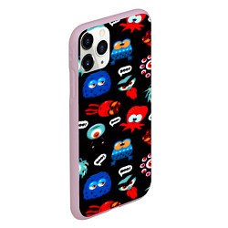 Чехол iPhone 11 Pro матовый Милые монстры, цвет: 3D-розовый — фото 2