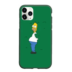 Чехол iPhone 11 Pro матовый Гомер в кустах, цвет: 3D-темно-зеленый
