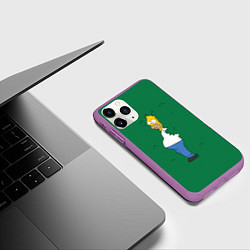 Чехол iPhone 11 Pro матовый Гомер в кустах, цвет: 3D-фиолетовый — фото 2