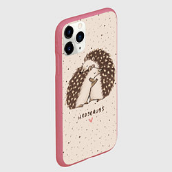 Чехол iPhone 11 Pro матовый Влюбленные ежики, цвет: 3D-малиновый — фото 2